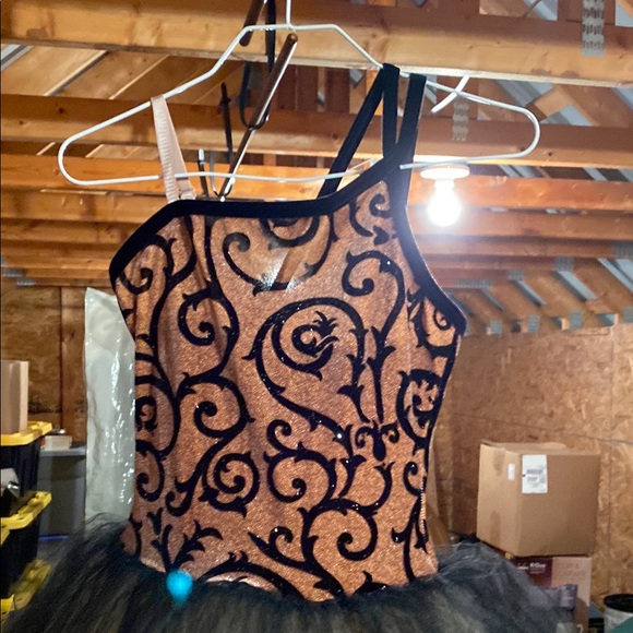 Elegant Black and Tan Kids Dance Costume - Picture 2 of 6